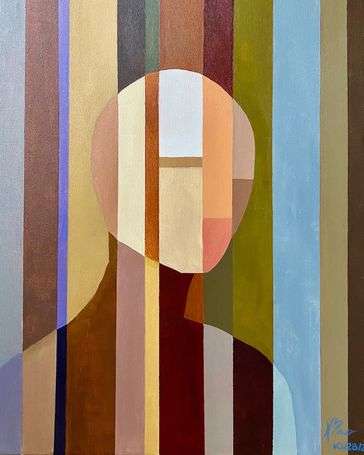 Geometric shapes create the abstract portrait of a man