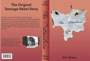 "The Outsiders" by S.E. Hinton written in script font on top of a white paper that is being burned