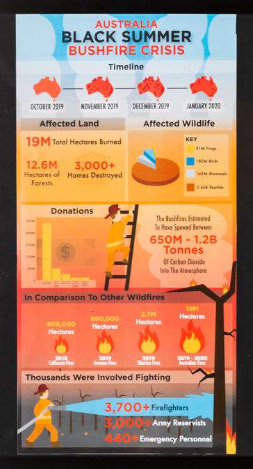 This infographic shows data from the 2019 "Black Summer" Bushfire Crisis