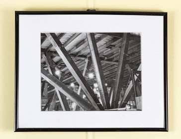 black and white photo of structural girders